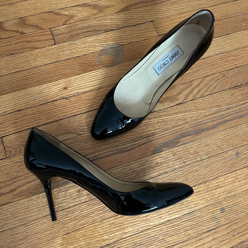 Jimmy Choo black patent heels, size 40.5 (US 9.5 or 10)